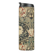 Prachtige Cream Art Nouveau Bloemen Damaskus Naam Thermosbeker (Geroteerd rechts)