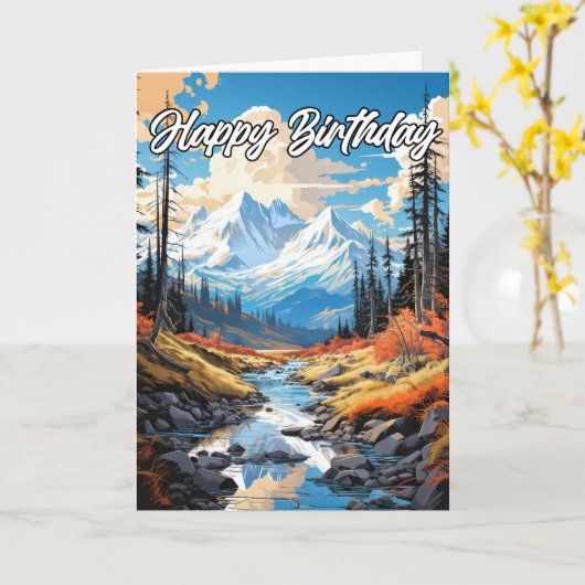 Prachtige Creek in de herfst | Gelukkige verjaarda Kaart (Gele Bloem)