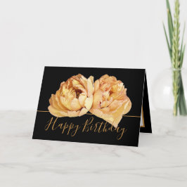 Prachtige Crème Peony Chic Bloemen Boeket Verjaard Kaart