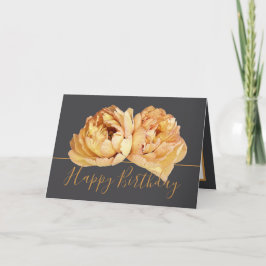 Prachtige Crème Peony Chic Bloemen Boeket Verjaard Kaart