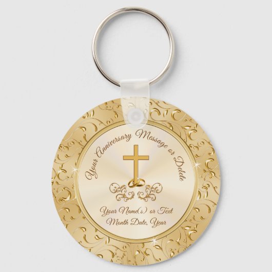 Prachtige Cross Christelijk Jubileum Favors Sleutelhanger (Voorkant)