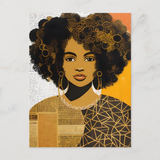 Prachtige Curly Hair Afro-Amerikaanse Vrouw Collag Briefkaart (Voorkant)