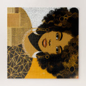 Prachtige Curly Hair Afro-Amerikaanse Vrouw Collag Legpuzzel (Horizontaal)