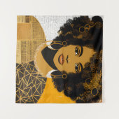 Prachtige Curly Hair Afro-Amerikaanse Vrouw Collag Wandkleed (Voorkant (horizontaal))