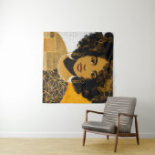 Prachtige Curly Hair Afro-Amerikaanse Vrouw Collag Wandkleed (In Situ (horizontaal))