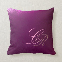 Prachtige Curly Monogram Paarse Pillow-Sjabloon Kussen