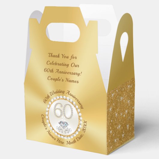 Prachtige Custom, 60th Jubileum Party Favors, Bedankdoosjes (Geopend)