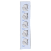 Prachtige Cute Blue Elephants Baby Boy Nursery Korte Tafelloper (Voorkant)