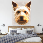 Prachtige Cute Yorkshire Terrier Puppy Floating Canvas Afdruk (Insitu (Slaapkamer))