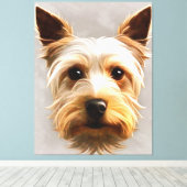 Prachtige Cute Yorkshire Terrier Puppy Floating Canvas Afdruk (Insitu (Houten vloer))