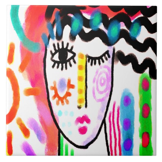 Prachtige dag Abstracte digitale verf Tegeltje (Voorkant)