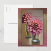 Prachtige Dahlia-bloemen en aangepaste tekst Aankondigingskaart (Voorkant / Achterkant)