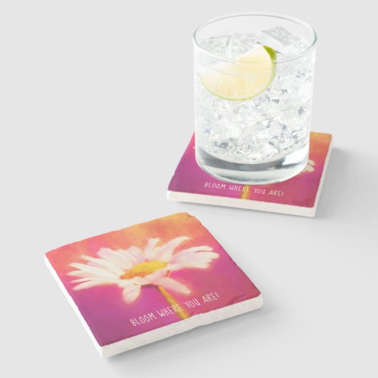 Prachtige Daisy Artwork Stenen Onderzetter (Zijkant)