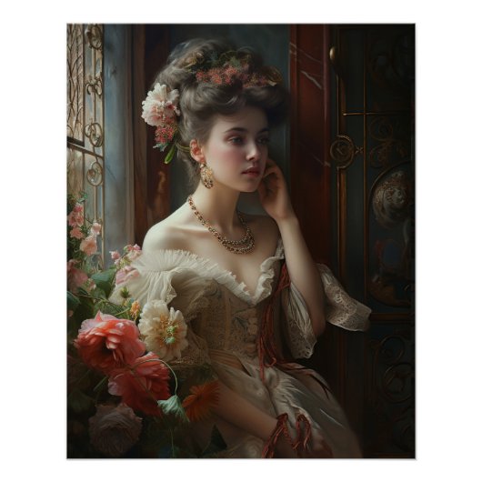 Prachtige dame in een zijderupsenter. perfect poster (Voorkant)