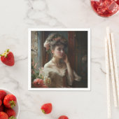 Prachtige dame in een zijderupsenter. servet (Insitu)