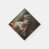 Prachtige dame in een zijderupsenter. servet (Hoek)