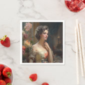 Prachtige dame in een zijderupsenter. servet (Insitu)