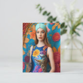 Prachtige dame met tattoo briefkaart (Staand voorkant)