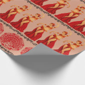 Prachtige danserende meisjes en patroonpatronen cadeaupapier (Hoek)