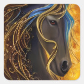 Prachtige Dark Horse Triptych Vierkante Sticker (Voorkant)