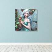 Prachtige decemberfee in Holly Canvas Afdruk (Insitu (Houten vloer))