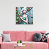 Prachtige decemberfee in Holly Canvas Afdruk (Insitu (Woonkamer))