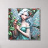 Prachtige decemberfee in Holly Canvas Afdruk (Voorkant)
