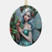 Prachtige decemberfee in Holly Keramisch Ornament (Rechts)