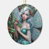 Prachtige decemberfee in Holly Keramisch Ornament (Links)