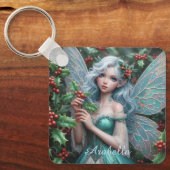 Prachtige decemberfee in Holly Sleutelhanger (Voorkant)