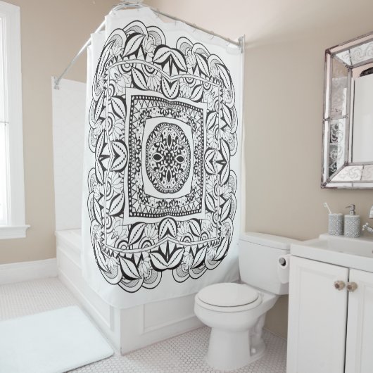 Prachtige decoratieve kwadraten douchegordijn (In situ)