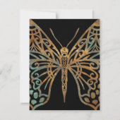 Prachtige decoratieve vlinder Logo zwart Notitiekaartje (Achterkant)
