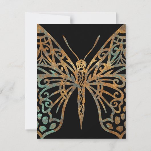 Prachtige  decoratieve vlinder Logo zwart Notitiekaartje (Achterkant)