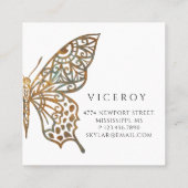 Prachtige  decoratieve vlinder Logo zwart Vierkante Visitekaartje (Achterkant)