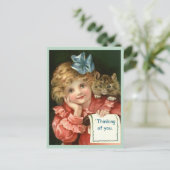 Prachtige denking van je meisje en kattenkopie briefkaart (Staand voorkant)