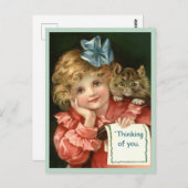 Prachtige denking van je meisje en kattenkopie briefkaart (Voorkant / Achterkant)