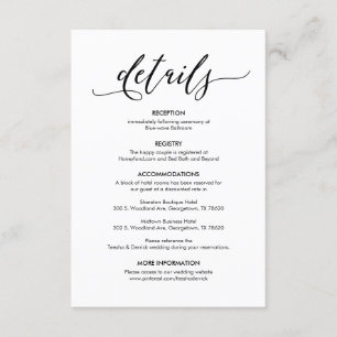 Prachtige details over onze bruiloft Modern Rustic Informatiekaartje