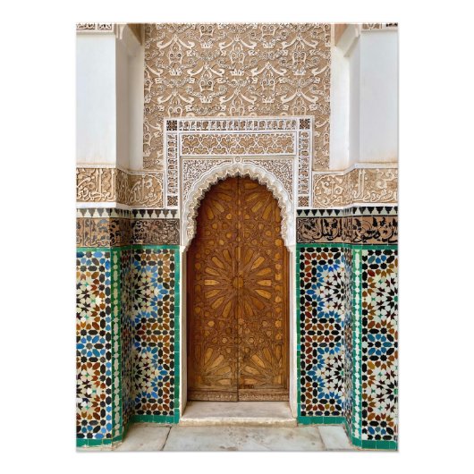Prachtige deur in Ben Youssef - Marrakech, Marokko Foto Afdruk (Voorkant)