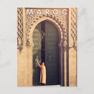 Prachtige deur van Marokko Marrakech Architectuur Briefkaart