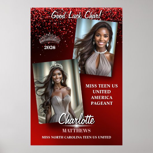 Prachtige Deurposter Rode Glamour Schittering Prac Poster (Voorkant)