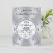 Prachtige diamant, 75e verjaardagsuitnodiging Kaar Kaart (Staand voorkant)