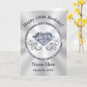 Prachtige diamant gepersonaliseerde 100e verjaarda kaart (Gele Bloem)