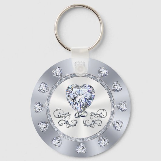 Prachtige diamanten hart goedkoop, foto bruiloft g sleutelhanger (Achterkant)