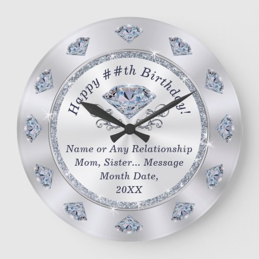 Prachtige, diamanten klok. Verjaardagscadeaus per  Grote Klok (Voorkant)