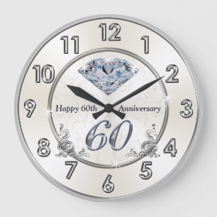 Prachtige Diamond 60th Wedding Jubileum Clocks Grote Klok
