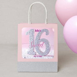Prachtige Diamond Sweet Sixteen Roze Glam Verjaard Vierkante Sticker