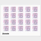 Prachtige Diamond Sweet Sixteen Roze Glam Verjaard Vierkante Sticker (Vel)