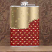 Prachtige, diepe rode Floral Pattern met Gold Ribb Heupfles