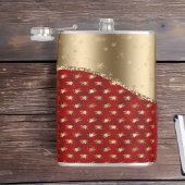 Prachtige, diepe rode Floral Pattern met Gold Ribb Heupfles