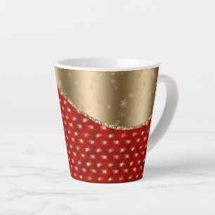 Prachtige, diepe rode Floral Pattern met Gold Ribb Latte Mok